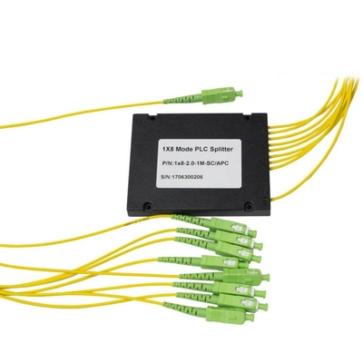 مستوى الاتصالات FTTH بلاستيك ABS صندوق PLC الفاصل SM 1x8 كاسيت نوع SC APC