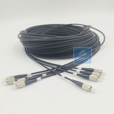 4F Single Mode Armored Patch Cord 50m 5mm Black LSZH FTTH FC Connector