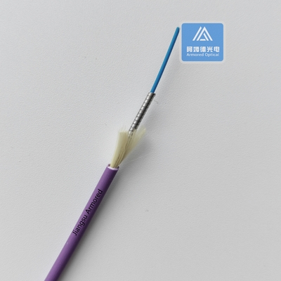 Simplex MM Spiral Armored Fiber Cable 3.0mm Purple PVC Rodent Resistant FTTH