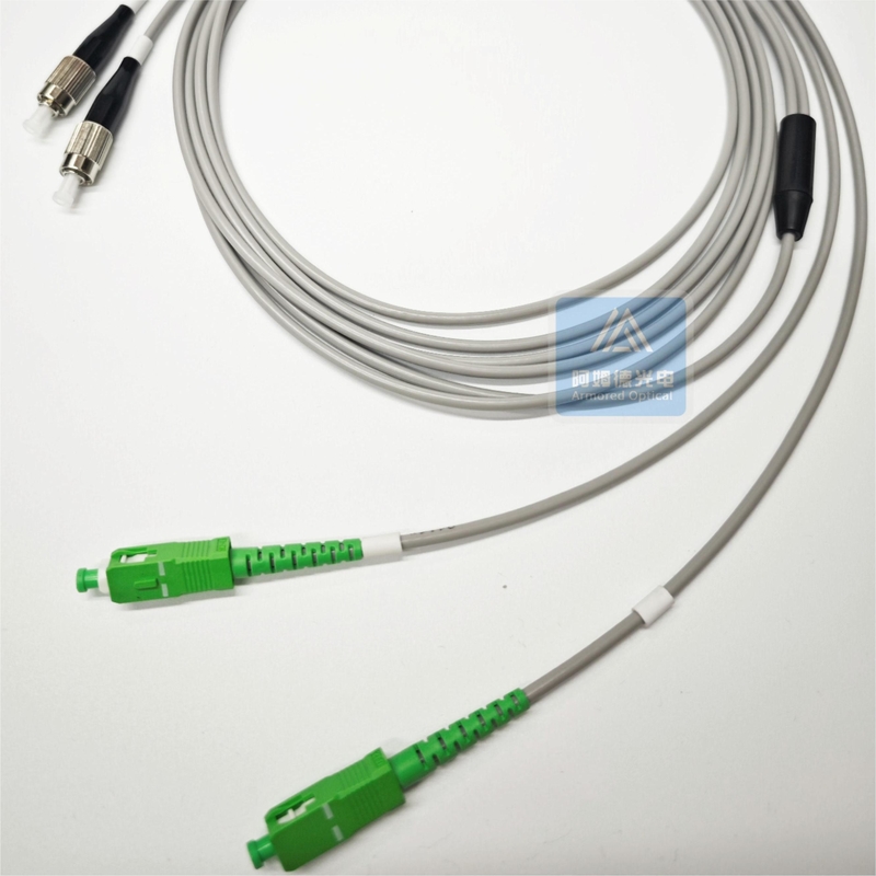 Spiral Armored Fiber Patch Cable Cord 3m 3.0mm Grey PVC Jacket  Micro