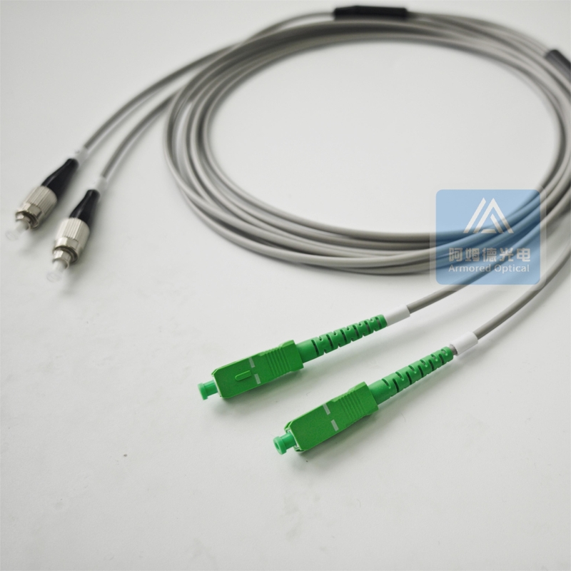 Spiral Armored Fiber Patch Cable Cord 3m 3.0mm Grey PVC Jacket  Micro