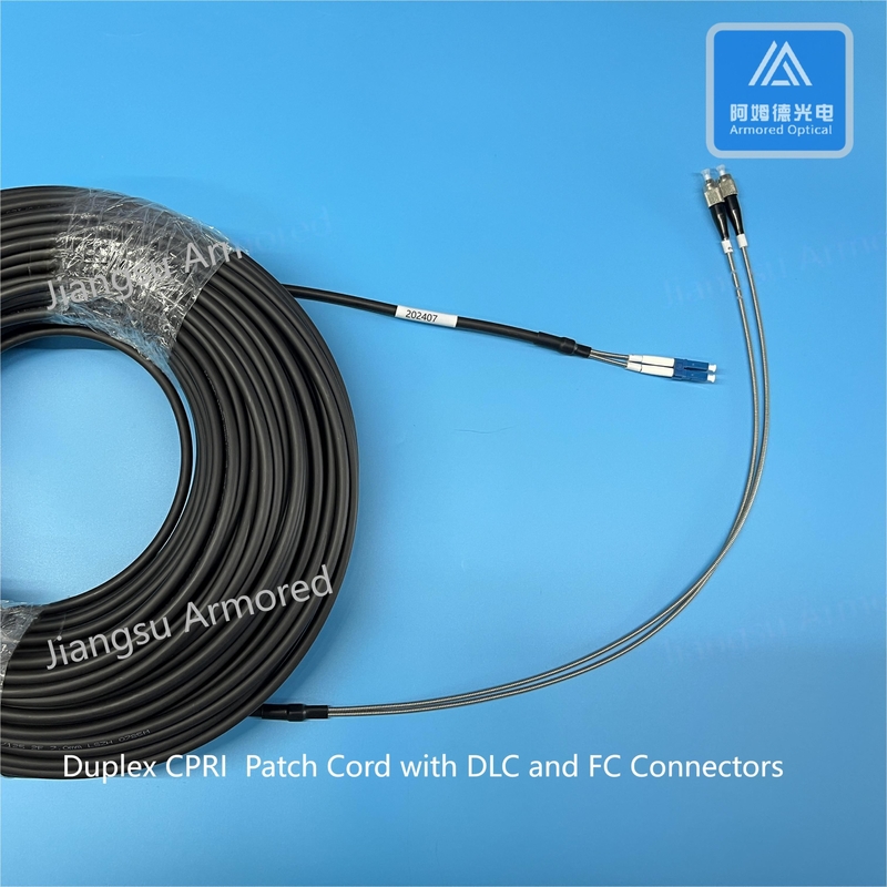 SM Armored FTTA Patch Cord CPRI 7.0mm Black DLC FC Armored Fibre Optic Cable 2 Cores