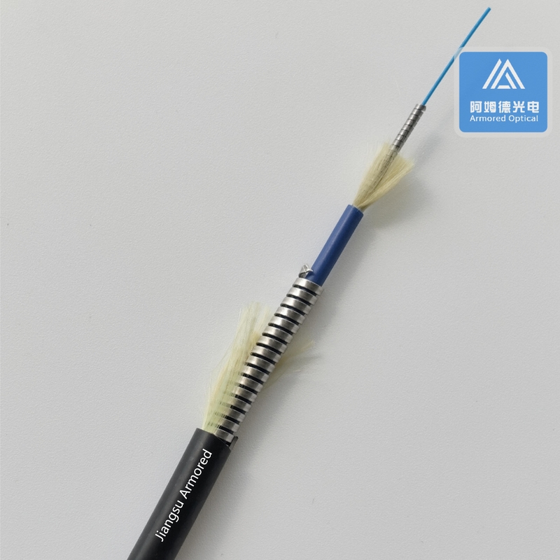 Simplex SM Armored Fiber Cable 7.0mm Black LSZH Double Armored Tube Rodent Resistant