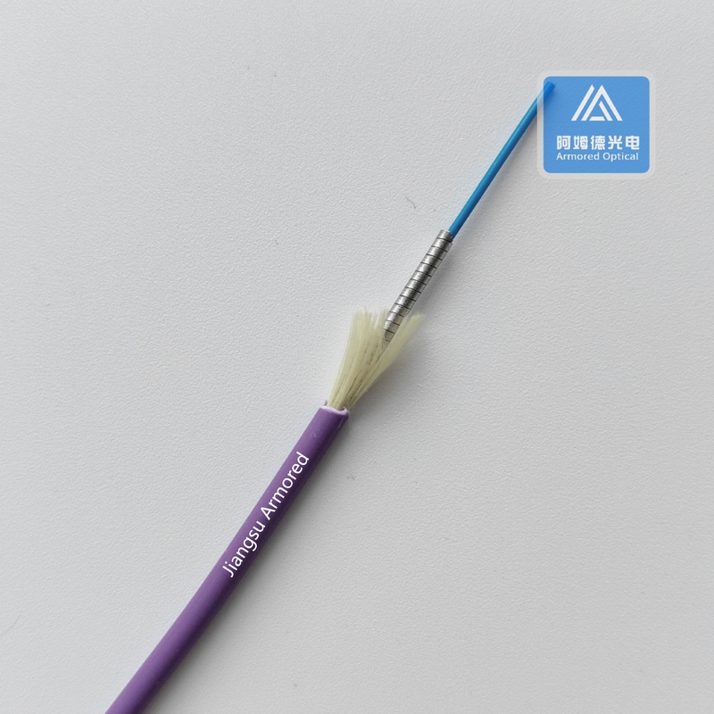 Simplex MM Spiral Armored Fiber Cable 3.0mm Purple PVC Rodent Resistant FTTH