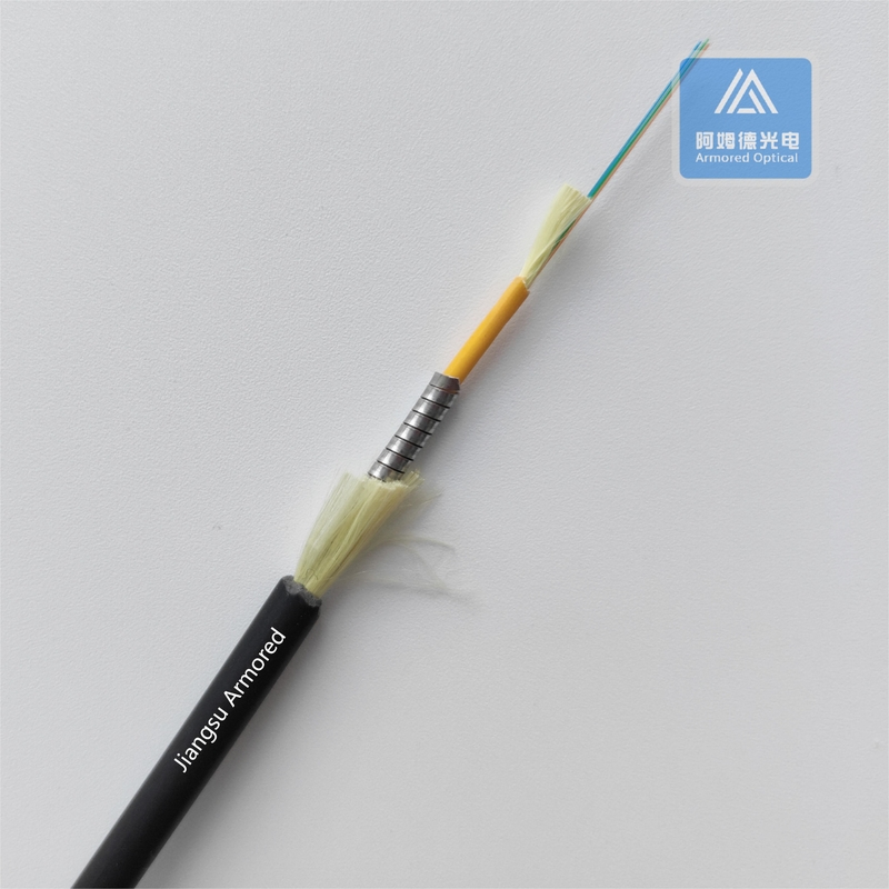 6 Strand Armored Fiber Cable Black LSZH Rodent Resistant Ftth Fiber Cable