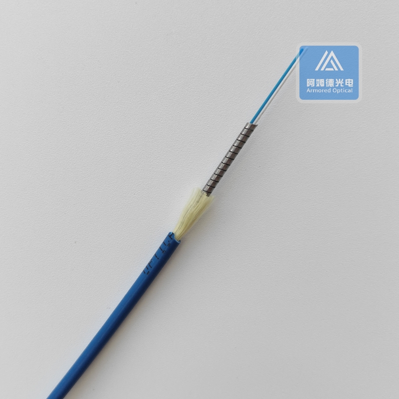 SM Duplex Fiber Optic Cable Armored 3.2mm Blue Pvc Rodent Resistant Flexible